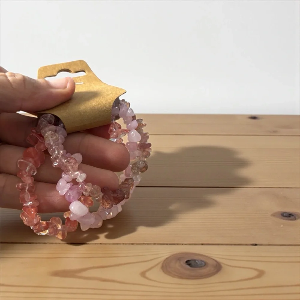 Boho Elegant Pink Stone Beaded Bracelet